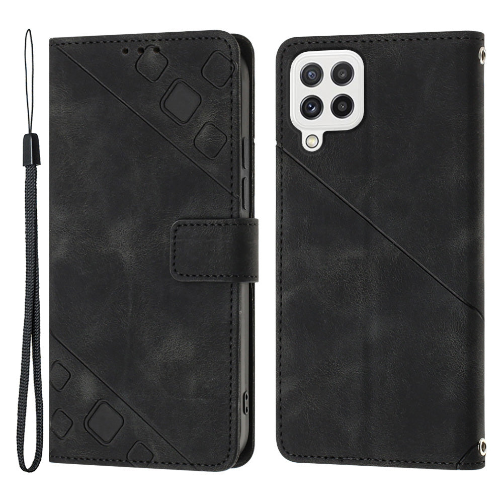 PT005 YB Imprinting Series-6 Leather Case for Samsung Galaxy A22 4G (EU Version) / M32 (Global Version) 4G / F22 / M22 Flip Stand Wallet Cover PT005 YB Imprinting Series-6 Leather Case for Samsung Galaxy A22 4G (EU Version) / M32 (Global Version) 4G / F22 / M22 Flip Stand Wallet Cover